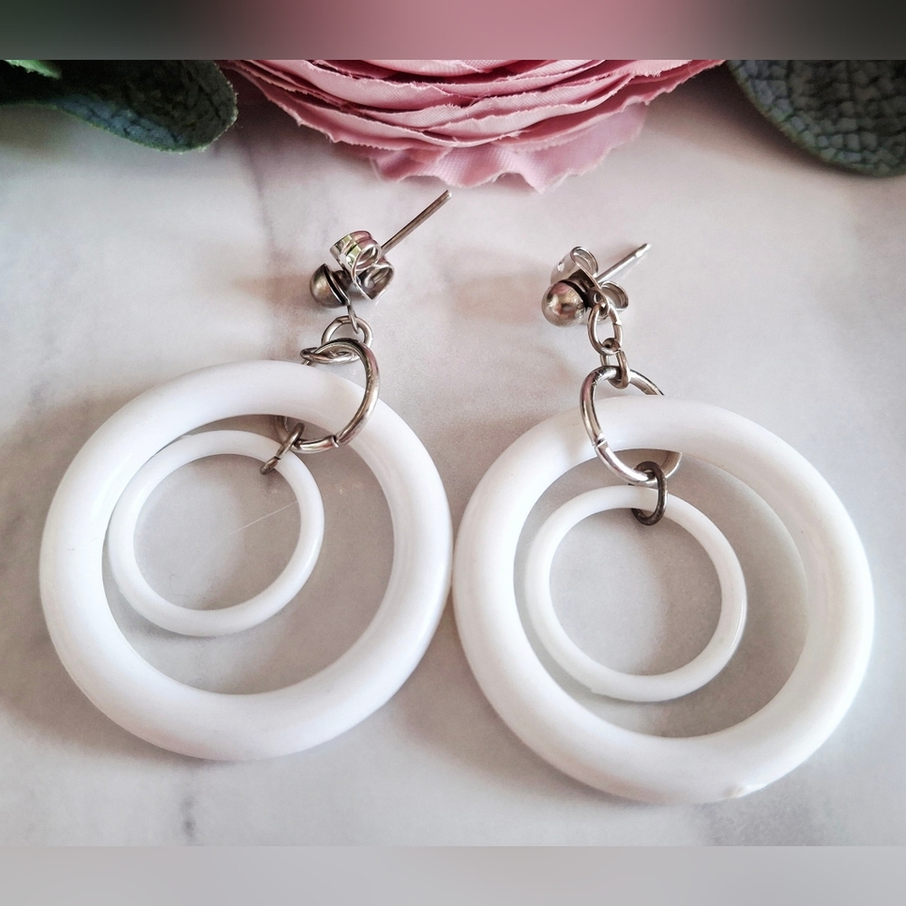 Vintage 80s Round Dangle Earrings